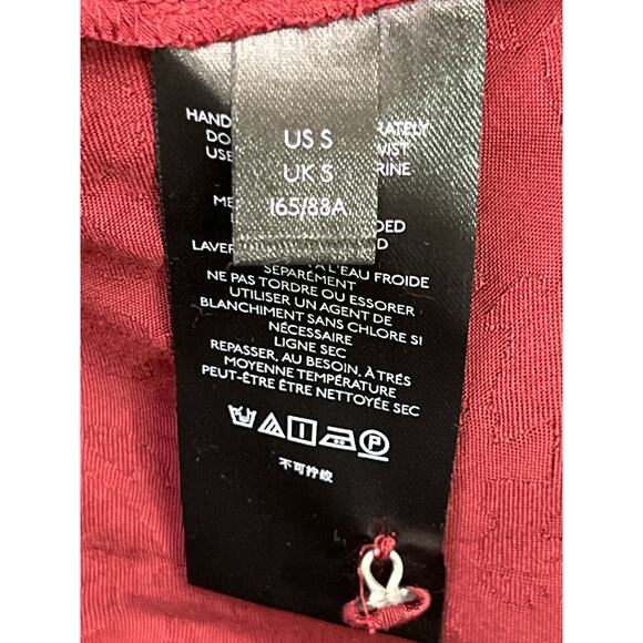 Anthropologie Jacquard Leopard Dress Burgundy Open Back Tie Waist Womens S Party - Picture 12 of 12